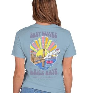 Simply Southern Boat Waves and Lake Days Short Sleeve Shirt Large NWT